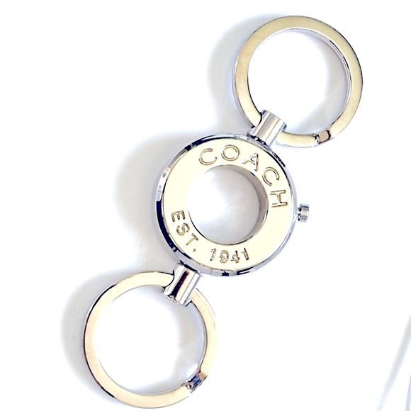 COACH classic polished silver unisex double key ring NEW - Picture 4 of 7